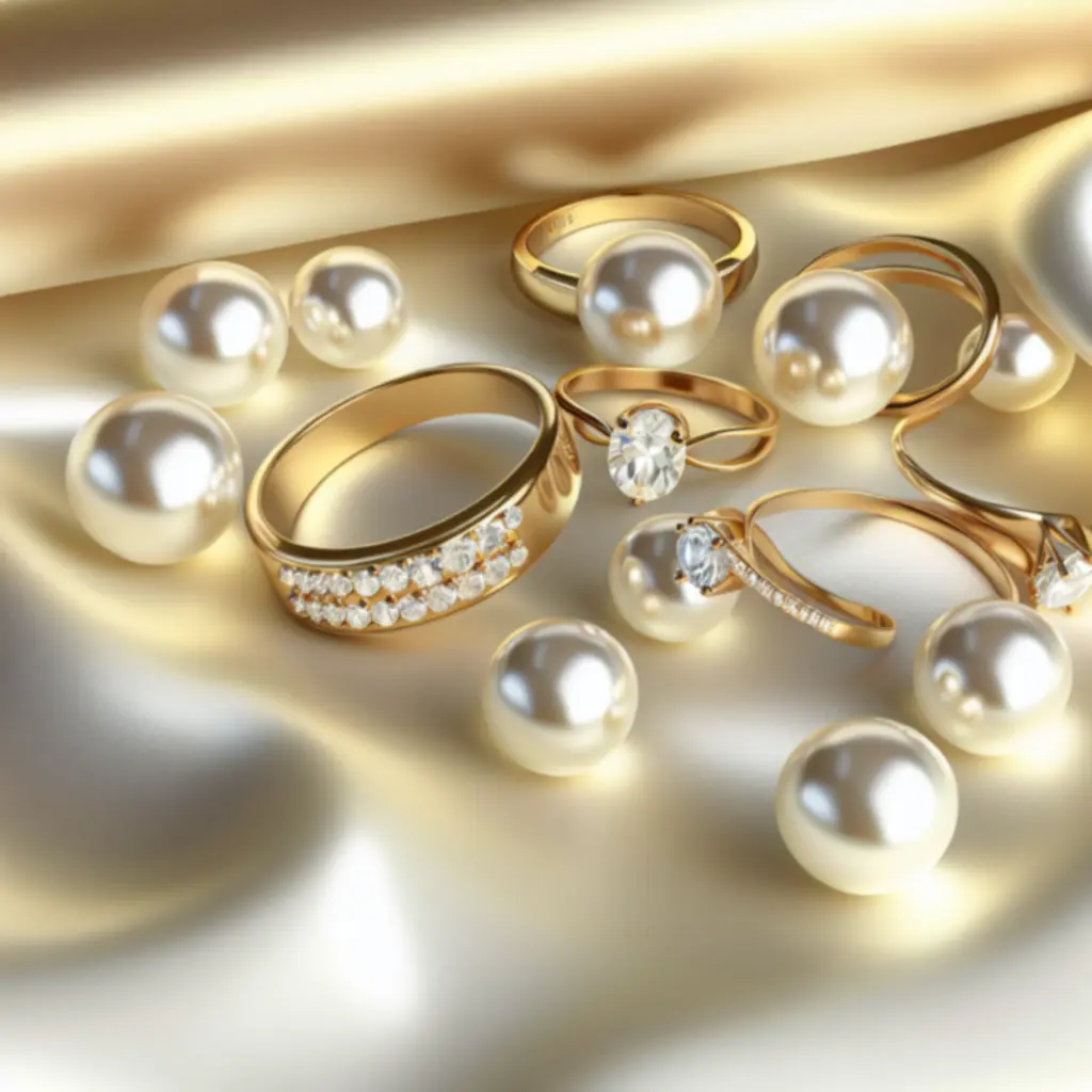 Ekspozycja luksusowych pierścionków Jewelryshine na eleganckim tle